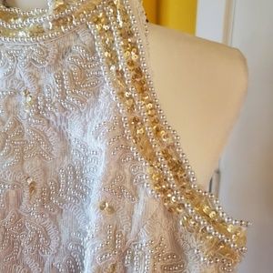 Elegant White and Gold Wedding Dress